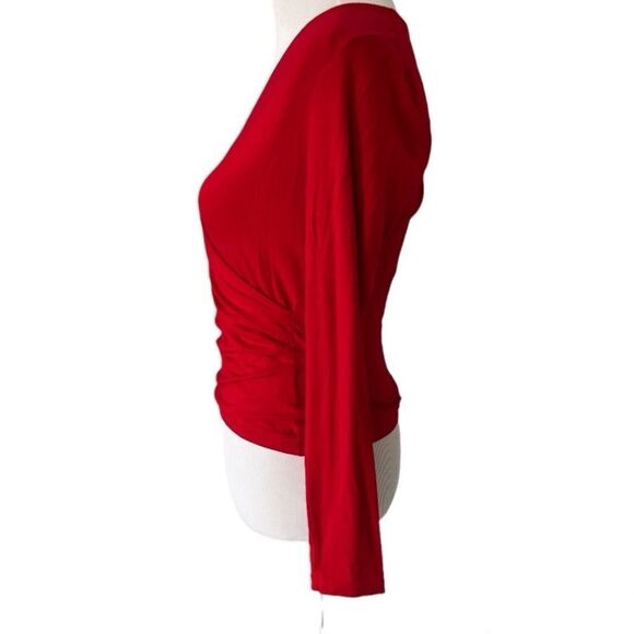 Lauren Ralph Lauren Red VNeck Wrap Top size S - Picture 2 of 4